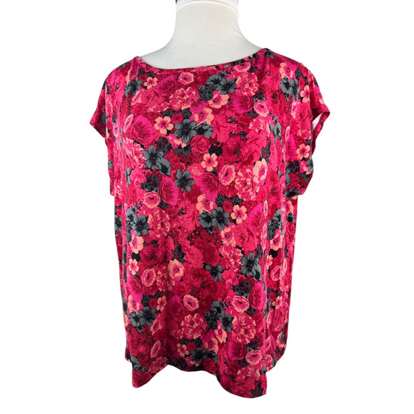 Talbots Floral Cap Sleeve Top Stretchy Knit Scoop Neck 3Xp Plus Size 3X Petite - Picture 3 of 10